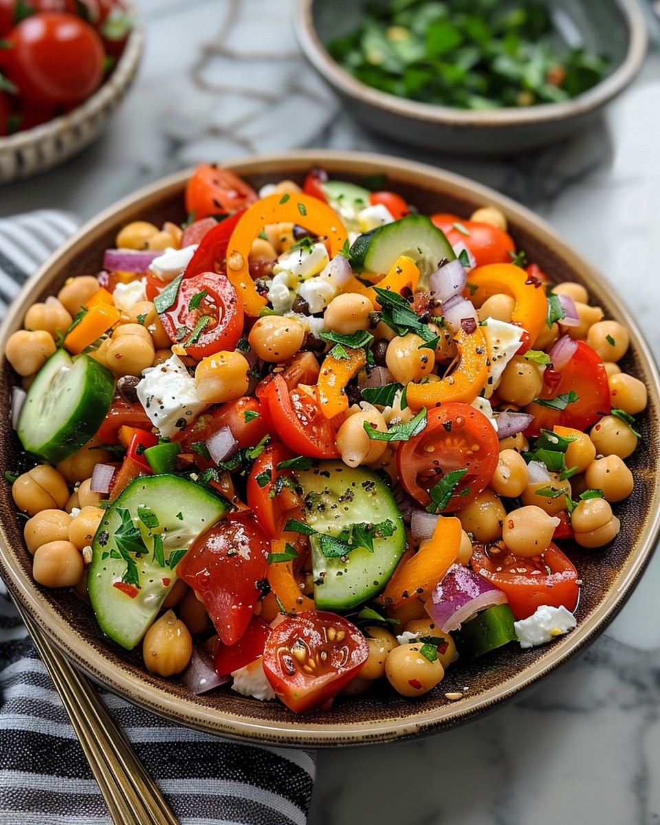 Greek Chickpea Salad, your favorite diet lunch 🥗🥗🥗